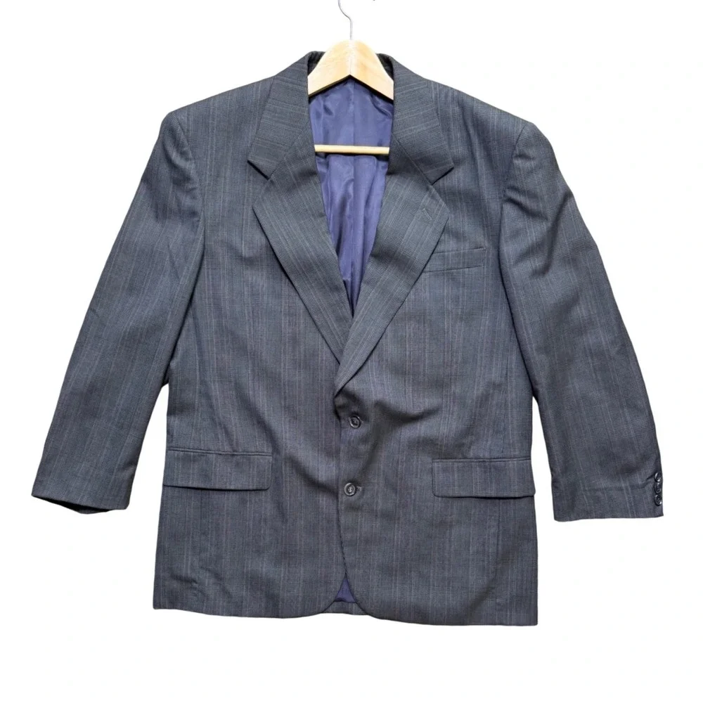 Gianfranco Ruffini Wool Sport Coat Mens 44R Gray Glen Plaid Italy EUC